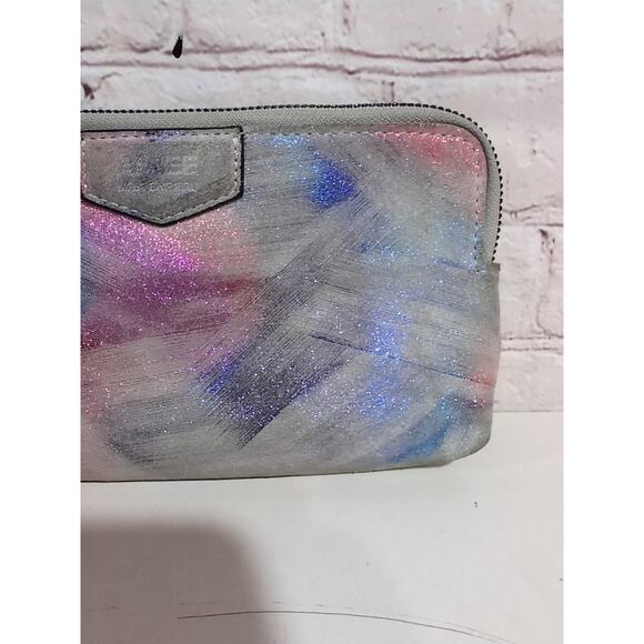 Aimee Kestenberg Gala Double Zip Violet Brushed Metallic Genuine Leather Clutch - Picture 4 of 16